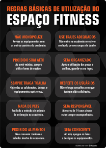Placa de Regras para Academia ou Espaço Fitness - Segurança e Cuidados