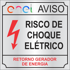Placa AVISO - Risco de Choque Elétrico ENEL (Geração Própria)